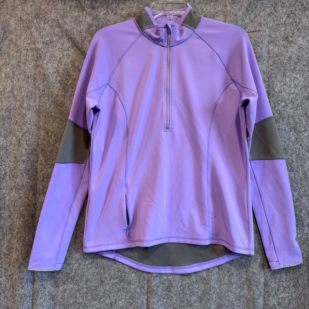 Athleta Lunar Half‎ Zip Shirt Thumbholes Lilac Purple Large Scuba Running